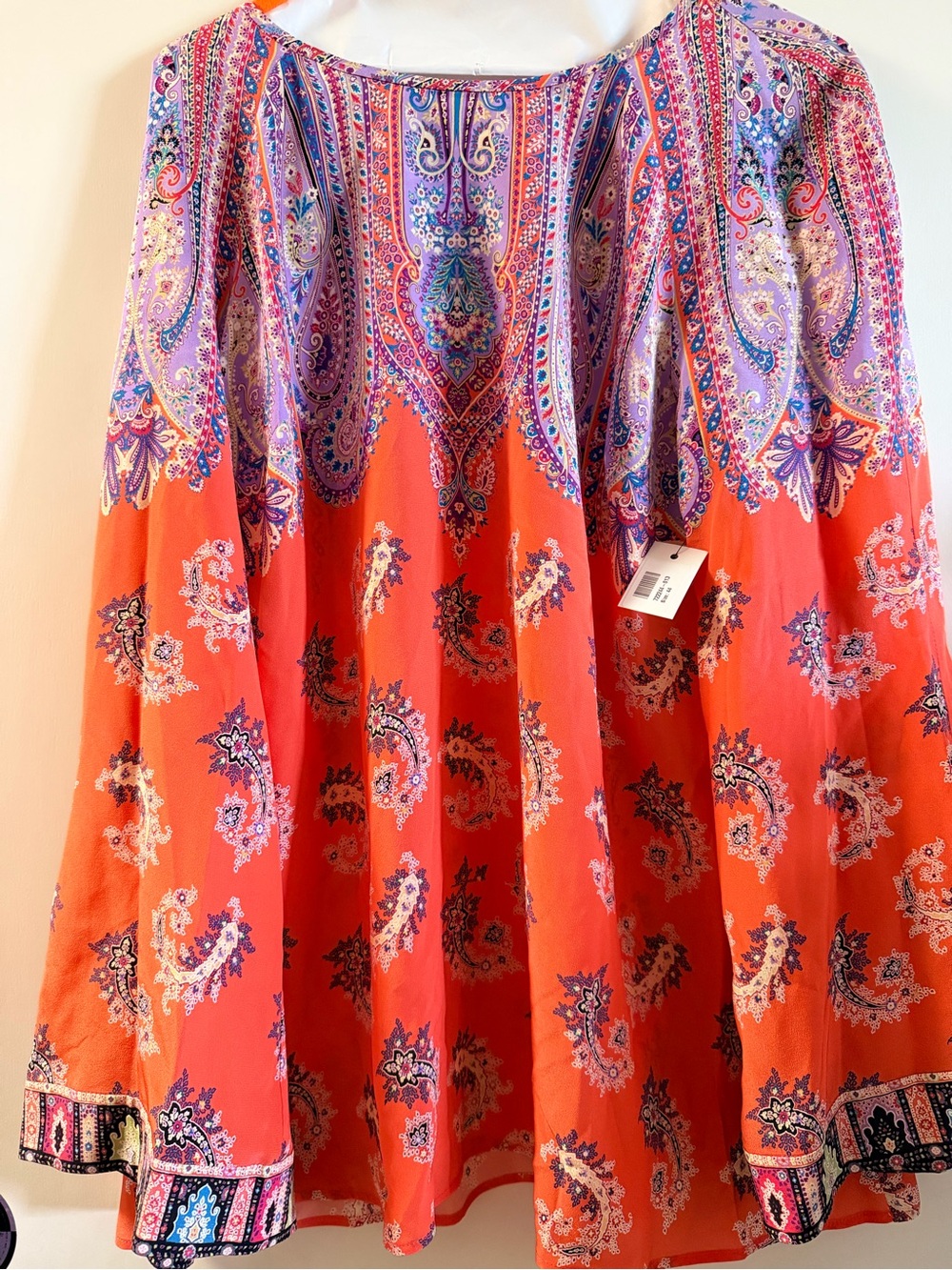 Etro Orange and Purple Paisley A-Line Skirt